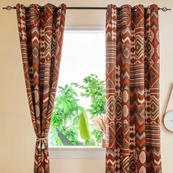 100% Blackout Curtain Drapes Boho Style ,1 Panel Grommet Thermal Insulated Room Darkening Curtains for Bedroom and Living Room