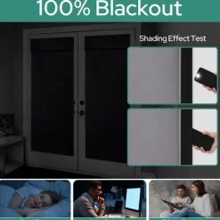 100% Blackout French Door Curtains, Privacy Door Curtains for Window, Room Darkening Blinds, Thermal Insulated Window Shades for Bedroom, 1 Panel