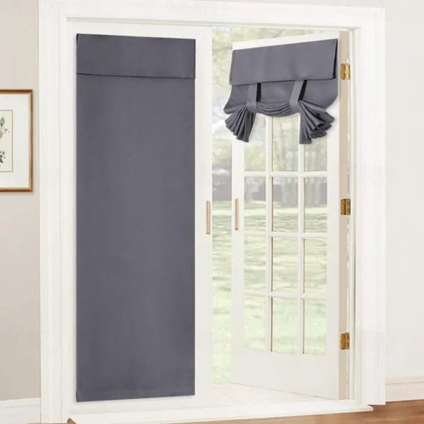 100% Blackout French Door Curtains, Privacy Door Curtains for Window, Room Darkening Blinds, Thermal Insulated Window Shades for Bedroom, 1 Panel