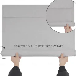 100% Blackout French Door Curtains, Triple Layers Light Blocking & UV Protect, Noiseless Adjustable Roller Shade, No Drill Window Blinds for Office