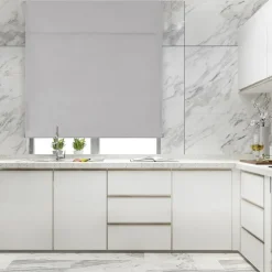 100% Blackout French Door Curtains, Triple Layers Light Blocking & UV Protect, Noiseless Adjustable Roller Shade, No Drill Window Blinds for Office