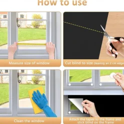 100% Blackout Shades Blind Curtains Window Cover,DIY Cut to Any Size or Shape,Hook & Loop Tabs,Portable Bags for Travel,Light & UV Blocking for House,Baby Nursery,Apartment