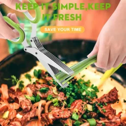 5 Blade Kitchen Salad Scissors - Cool Kitchen Gadgets for Cutting Fresh Garden Herbs - Herb Cutter Shears with 5 Blades and Cover, Sharp and Anti-rust Stainless Steel, Dishwasher Safe