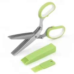 5 Blade Kitchen Salad Scissors - Cool Kitchen Gadgets for Cutting Fresh Garden Herbs - Herb Cutter Shears with 5 Blades and Cover, Sharp and Anti-rust Stainless Steel, Dishwasher Safe