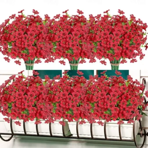 10 Branches Outdoor Artificial Flowers Seven-Stem Eucalyptus, Purple Violets, Realistic Floral Bouquet for Decorative Centerpieces and Flower Arrangements