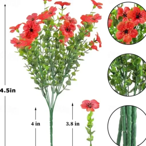 10 Branches Outdoor Artificial Flowers Seven-Stem Eucalyptus, Purple Violets, Realistic Floral Bouquet for Decorative Centerpieces and Flower Arrangements