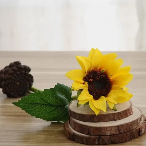 6 Branches Sunflower Artificial Flowers Home Decoration Wedding Supply 8X22cm/3X9",Fake Flowers For Wedding Arch Garden Wall Home Party Hotel Office Arrangement Decoration
