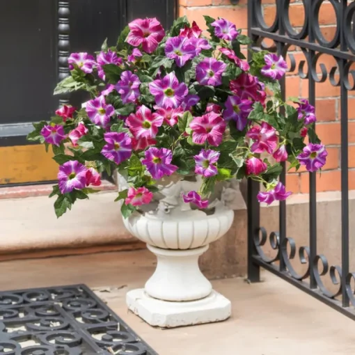 1 Bundle Artificial Flowers for Outdoors Spring Faux Morning Glory Look Real Silk Flowers for Outside Planter UV Resistant Fake Flowers for Home Garden Balcony Yard Porch Deco