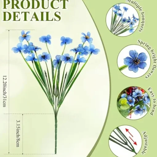 38 Bundles Artificial Flowers for Outdoors, Faux Spring Grass Violet, Silk Printed Aquatic Plants, Eucalyptus Leaves, UV Resistant for Garden Porch Patio Decor