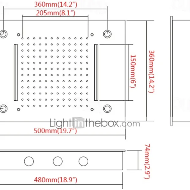 500*360 Chrome/3- Color LED Bathroom Faucets Rain Mixer Complete with Stainless Steel Rainfall Shower Head Ceiling Mounted Color Change By Water Temperature, Hydor Power, No Battery Needed