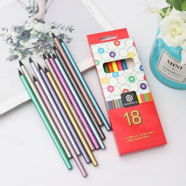 18 Colors Metallic Pencils Colored Pencils Drawing Colored Pencils Art Supplies
