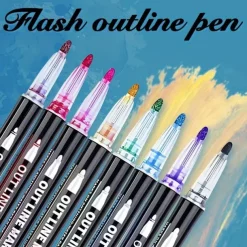 8/12/24 Colors Outline Markers Self Double Line Self-Outline Metallic Pens For Scrapbook Photo Album Gift Card Making Easter Eggs Art Crafts