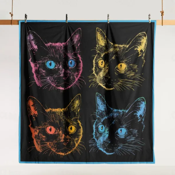 100% Cotton Colorful Cat Duvet Cover 3-Piece Set Plush Cloth for Summer Soft Skin Friendly Long Lasting Comfy Lightweight