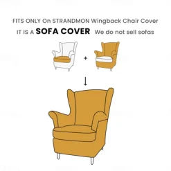 100% Cotton Cover For Wingback Chair Solid Color Quilted Slipcovers STANDcover LITB PRIME cover