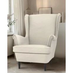 100% Cotton Cover For Wingback Chair Solid Color Quilted Slipcovers STANDcover LITB PRIME cover