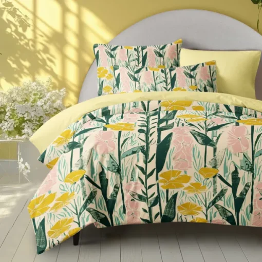 100% Cotton Duvet Cover Set Floral Pattern Comforter Set Soft 3-Piece Luxury Bedding Set Home Decor Gift King Queen Full Sizehree Piece Set