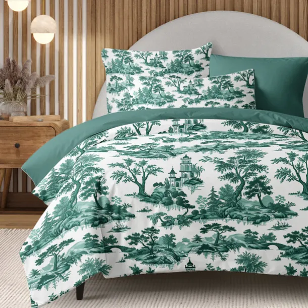 100% Cotton Duvet Cover Set Toile De Jouy Pattern Comforter Set Soft 3-Piece Luxury Bedding Set Home Decor Gift King Queen Full Sizehree Piece Set