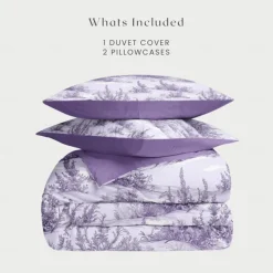 100% Cotton Duvet Cover Set Toile De Jouy Pattern Comforter Set Soft 3-Piece Luxury Bedding Set Home Decor Gift King Queen Full Sizehree Piece Set