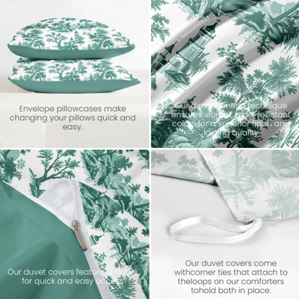 100% Cotton Duvet Cover Set Toile De Jouy Pattern Comforter Set Soft 3-Piece Luxury Bedding Set Home Decor Gift King Queen Full Sizehree Piece Set