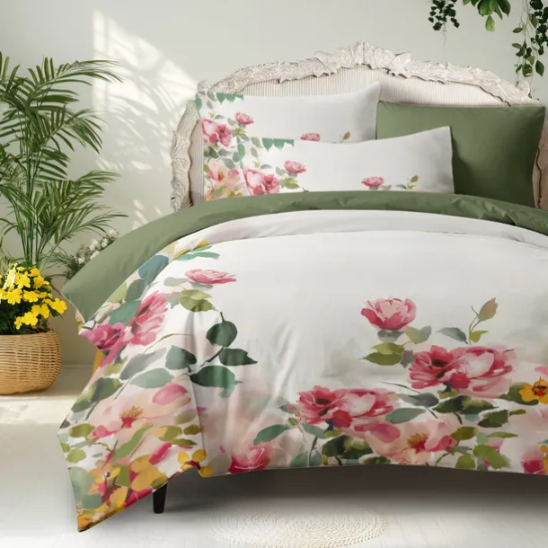 100% Cotton Floral Series Duvet Cover 3-Piece Set Short Fluff for Summer Soft Skin Friendly Comfy Lightweight Queen King Size