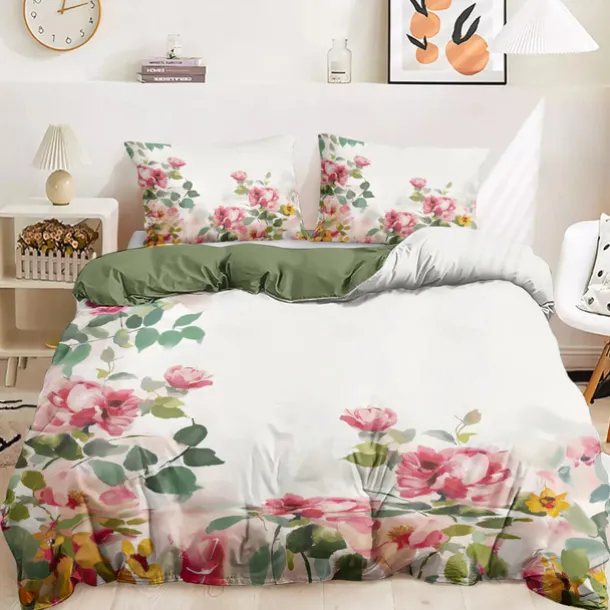 100% Cotton Floral Series Duvet Cover 3-Piece Set Short Fluff for Summer Soft Skin Friendly Comfy Lightweight Queen King Size