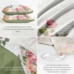 100% Cotton Floral Series Duvet Cover 3-Piece Set Short Fluff for Summer Soft Skin Friendly Comfy Lightweight Queen King Size