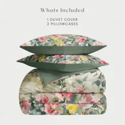 100% Cotton Floral Series Duvet Cover 3-Piece Set Short Fluff for Summer Soft Skin Friendly Comfy Lightweight Queen King Size