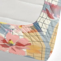 100% Cotton Floral Stripe Spring Pattern Fitted Sheet Set Ultra Soft Breathable Silky Bed Sheets Deep Pocket Bedding Sheets 3 Piece Queen King Size