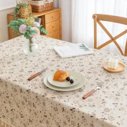 100% Cotton Fringed Tablecloth with Tassel Floral Plant