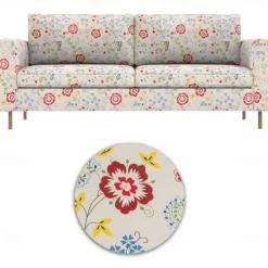 100% Cotton 2-Seat 3-Seat Sofa Cover Floral Quilted Slipcovers PARcover LITB PRIME cover