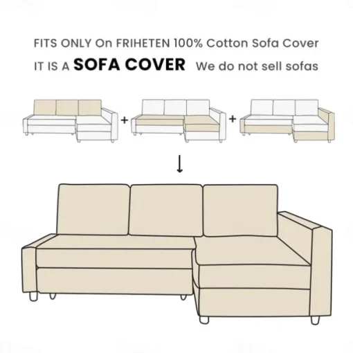 100% Cotton Sofa Cover with Storage Slipcovers Quilted Sofa Bed Cover Solid Color FRIHETcover LITB PRIME cover