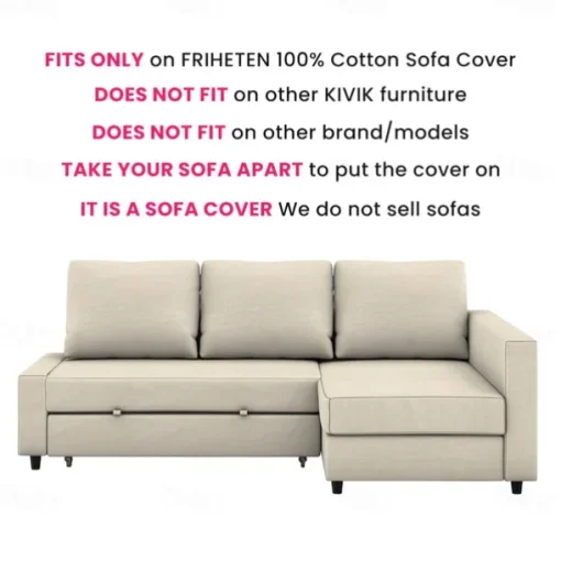 100% Cotton Sofa Cover with Storage Slipcovers Quilted Sofa Bed Cover Solid Color FRIHETcover LITB PRIME cover