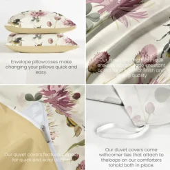 100% Cotton Sunflower Plant Serie Plush Duvet Cover 3-Piece Set Short Fluff for Summer Soft Skin Friendly Comfy Lightweight