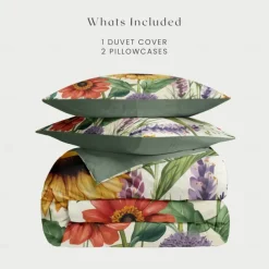 100% Cotton Sunflower Plant Serie Plush Duvet Cover 3-Piece Set Short Fluff for Summer Soft Skin Friendly Comfy Lightweight