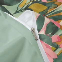 100% Cotton Tropical Plant Flower 3-Piece Duvet Set for Hotel Bedroom Guest Room Hotel Bedding Comfy Set 1 Duvet Cover 2 Pillowcase