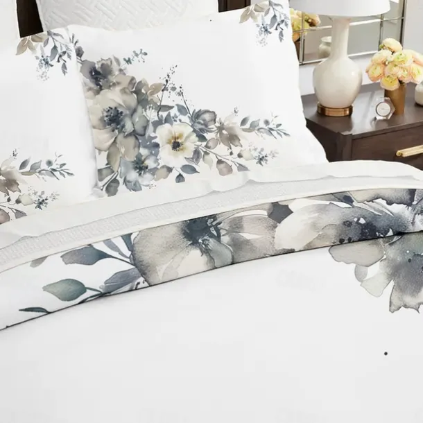 100% Cotton Vintage Floral Series Duvet Cover 3-Piece Set Short Fluff for Summer Soft Skin Friendly Comfy Lightweight