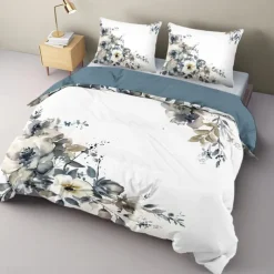 100% Cotton Vintage Floral Series Duvet Cover 3-Piece Set Short Fluff for Summer Soft Skin Friendly Comfy Lightweight