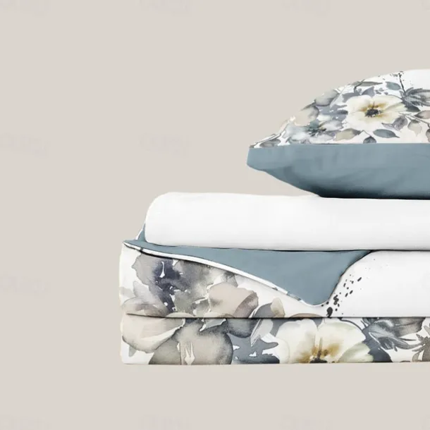 100% Cotton Vintage Floral Series Duvet Cover 3-Piece Set Short Fluff for Summer Soft Skin Friendly Comfy Lightweight