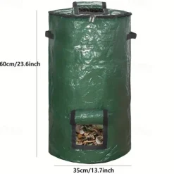 34 Gallon Compost Bin Bag, With Sunroof, Zippered Lid And Handle, Reusable Yard Garbage Bag, Yard Garbage Bag, Lawn Bag, Heavy-duty Garden Bag, Compost Bag, Garbage Bin, Outdoor Container
