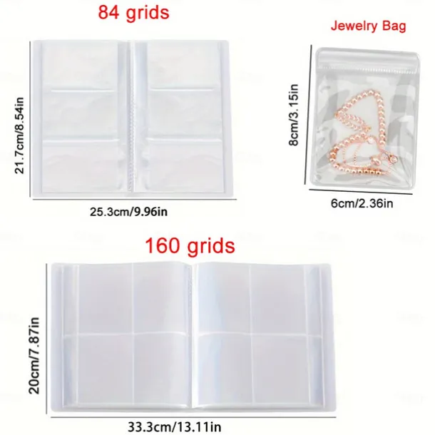 84 Grids/1 Set or 160 Grids with Small Pouches Jewelry Storage Box: Earrings, Anti-oxidation Rings, Bracelets, Transparent Dust-proof Storage Bags for Necklaces, Accessories, Sealed Bags for Jewelry Preservation