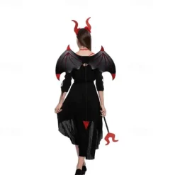 3 Halloween Devil Wings Trident Headwear Set Role Playing Costume Devil Ghost Soul Black Adult Feather Wings and Decorations Halloween Party COS Dress up Makeup Ball Performance Props Devil Wings Set
