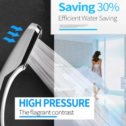 300 Holes Super Pressure Shower Head With Chrome Square Rainfall Handhold Water Saving Sprayer,Stainless Steel Plate and Durable Material