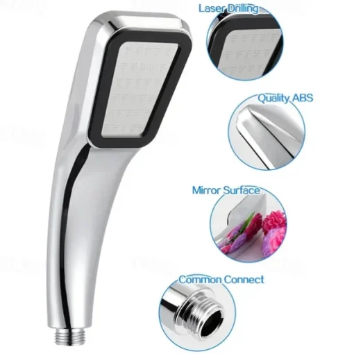300 Holes Super Pressure Shower Head With Chrome Square Rainfall Handhold Water Saving Sprayer,Stainless Steel Plate and Durable Material