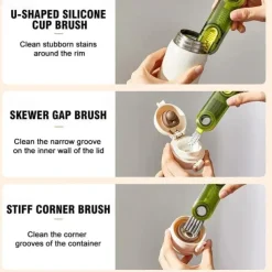 3 in 1 Cup Lid Gap Cleaning Brush Set, Multifunctional Insulation Bottle Cleaning Tools, Mutipurpose Tiny Silicone Cup Holder Cleaner, Home Kitchen Cleaning Tools