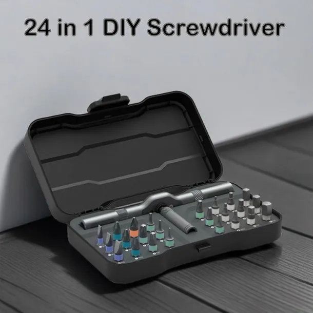 24 in 1 DIY Screwdriver, Portable 24 in 1 Magnetic Ratchet Screwdriver Set for Furniture PC Bicycle