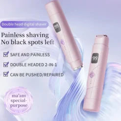 2 in 1 Electric Lady Shaver with Digital Display, Dual Head Bikini Trimmer, Wet & Dry Use Body Hair Trimmer
