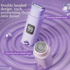 2 in 1 Electric Lady Shaver with Digital Display, Dual Head Bikini Trimmer, Wet & Dry Use Body Hair Trimmer
