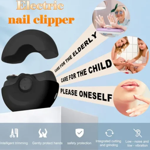 2 in 1 Electric Polishing Automatic Nail Clippers for Baby and Elderly, Rechargeable Nail Trimmer with Safe Anti-Pinch Design, Nail Care Grooming Tool