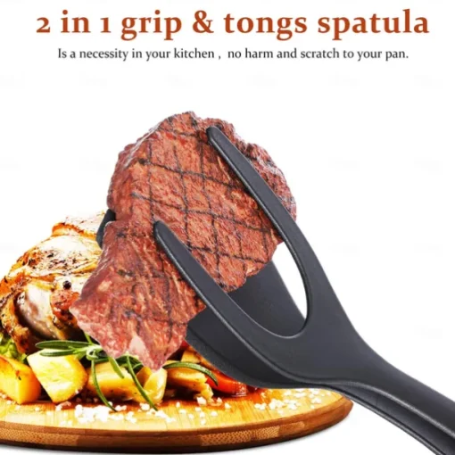2 in 1 Grip and Flip Spatula Tongs Egg Flipper Tong Pancake Fish French Toast Omelet Making for Home Kitchen Cooking Tool