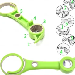 6 in 1 Jar Can Bottle Wine Opener - Multifunctional Kitchen Tool for Weak Arthritic Hands, Elderly, Seniors, Women - Open Bottles, Cans, Jars, Safety Seals, Pull Tab - Tight Grip